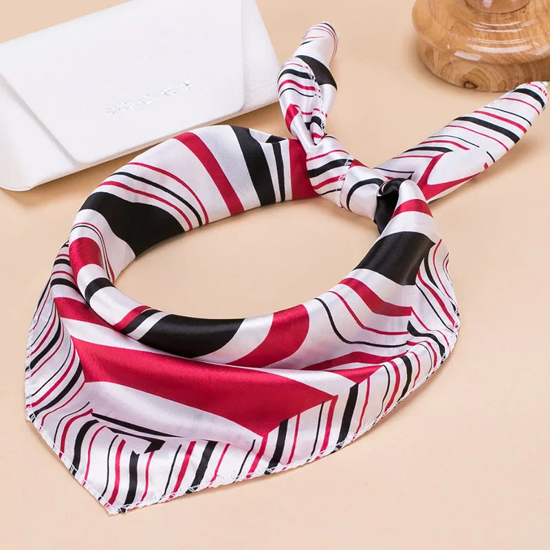 Fashion Square Women Girl Elegant Flight Attendants Hotel Waiter Business Imitate Silk Scarf printing Korean style Gift 50*50cm