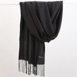 Fashion Solid Color 2021 Women Scarf Winter Hijabs Tessale Tassels Long Lady Shawls Cashmere Like Pashmina Hijabs Scarves Wraps