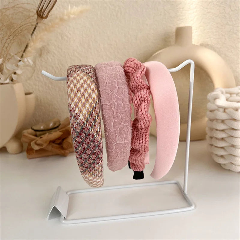 2022 Gentle Pink Womans Hairbands Girl Sweet Plush Wide Side Sponge Headband Hair Hoop Fashion Simple Solid Color Hair Accessory