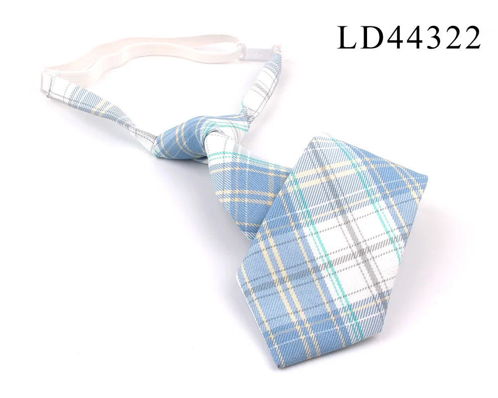 New Rubber Ties Casual Plaid Necktie For Boys Girls Neck Ties Simple Slim Necktie Gravatas Lazy Person Student Tie Neck Wear