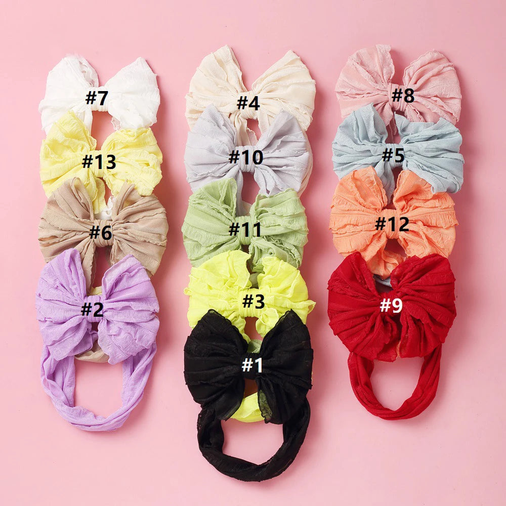 Baby Headband Big Bows For Girls Hair Accessories Jacquard Toddler Wide Headwrap Soft Newborn Hairband Elastic Kids Turban