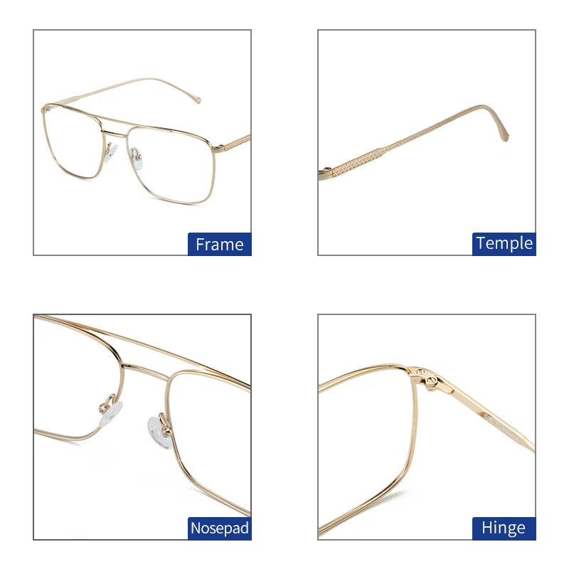 ZENOTTIC Pure Titanium Optical Glasses Frames for Male Oversize Double Bridge Eyewear Myopia Prescription Eyeglasses Frames