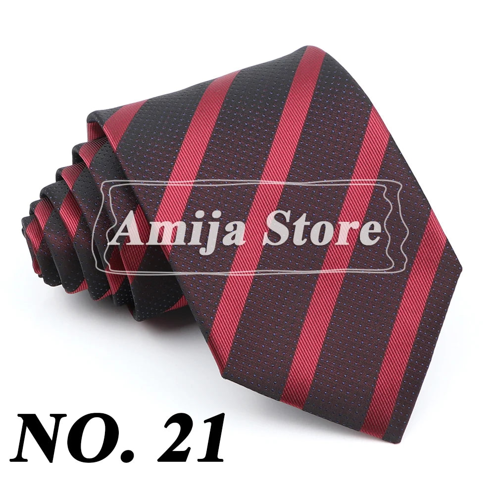 New Men's Formal Tie Striped Blue Gray Necktie 8cm Wide Tie Gift For Man Office Wedding Party Cravat Man Accessories Daily Wear