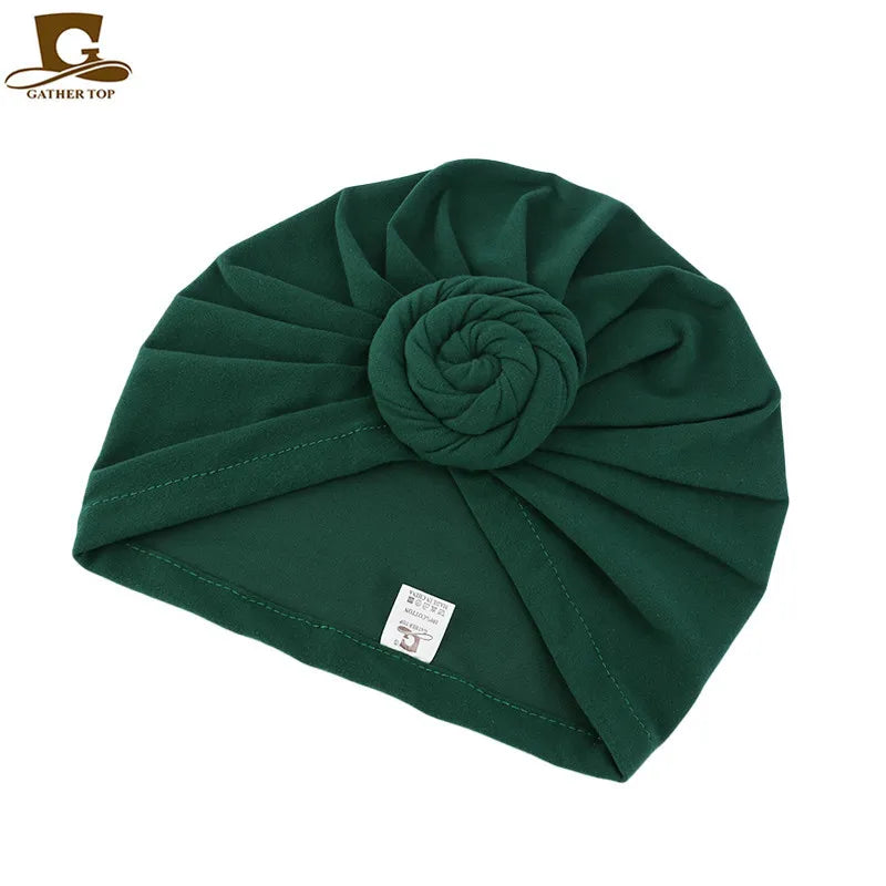 New Women cotton top knotted turban hat bonnet Hijab chemo cap headbands Female Muslim Hat Head Cover Night Cap Hair Accessories