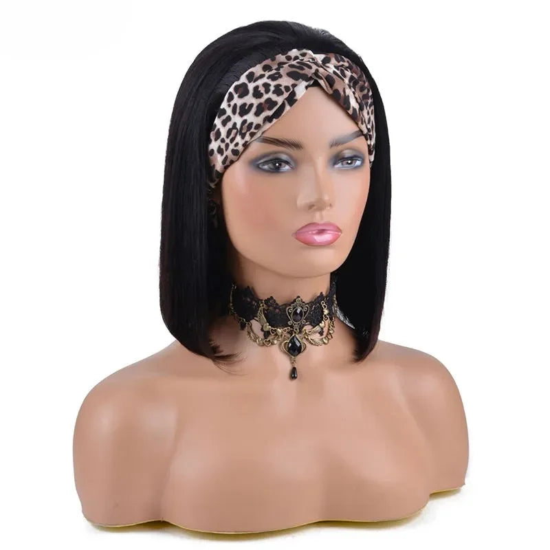 Short Bob Headband Glueless Wig Peruvian Straight Human Hair