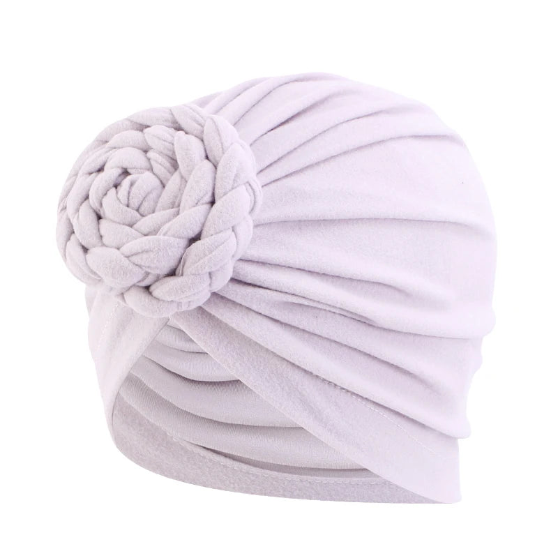 New Women cotton top knotted turban hat bonnet Hijab chemo cap headbands Female Muslim Hat Head Cover Night Cap Hair Accessories