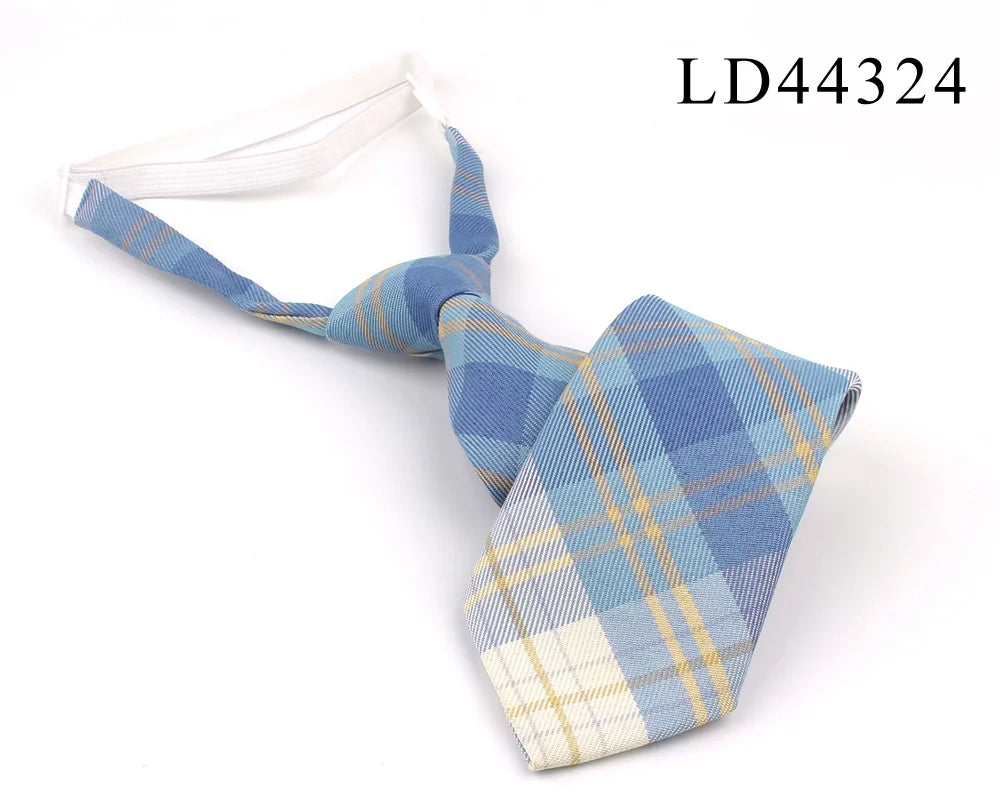 New Rubber Ties Casual Plaid Necktie For Boys Girls Neck Ties Simple Slim Necktie Gravatas Lazy Person Student Tie Neck Wear