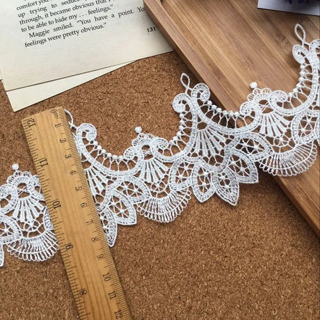 8.5CM Wide Luxury White Water Soluble Lace Exquisite Embroidered Ribbons Collar Applique Trim Curtains Dress DIY Sewing Supplies