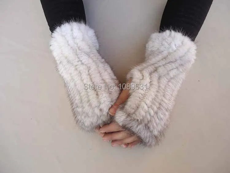 Women fashion fur gloves Mink knit gloves High density knit warm gloves free shipping