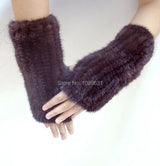 Women fashion fur gloves Mink knit gloves High density knit warm gloves free shipping