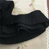 8CM Wide White Black 3D Cotton Collar Applique Folded Pleated Lace Embroidered Ribbons Trim For Sewing Dress Fringe Decoration