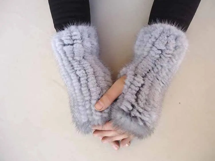 Women fashion fur gloves Mink knit gloves High density knit warm gloves free shipping