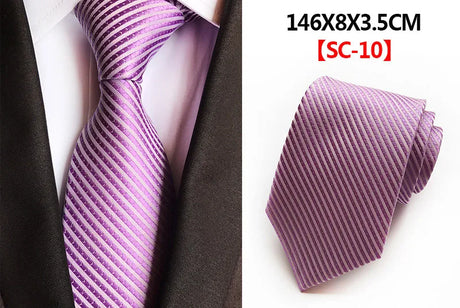 New Striped Silk Tie 8cm Luxury Paisley Necktie Red Bule Purple Polyester Neck Tie For Men Formal Business Wedding Party Ties