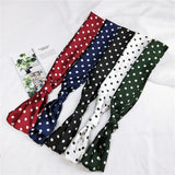 Women Polka Dot Printed Handle Bag Hair Hat Femme Business Wear Small Ribbon Tie Headband Handkerchief Foulard Narrow Scarf Silk