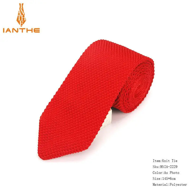 Fashion Slim Neck Tie Wedding Knitt Necktie for Men Skinny Knit Ties Man Gravata Candy Color Navy Narrow Knitted Slim Neckties