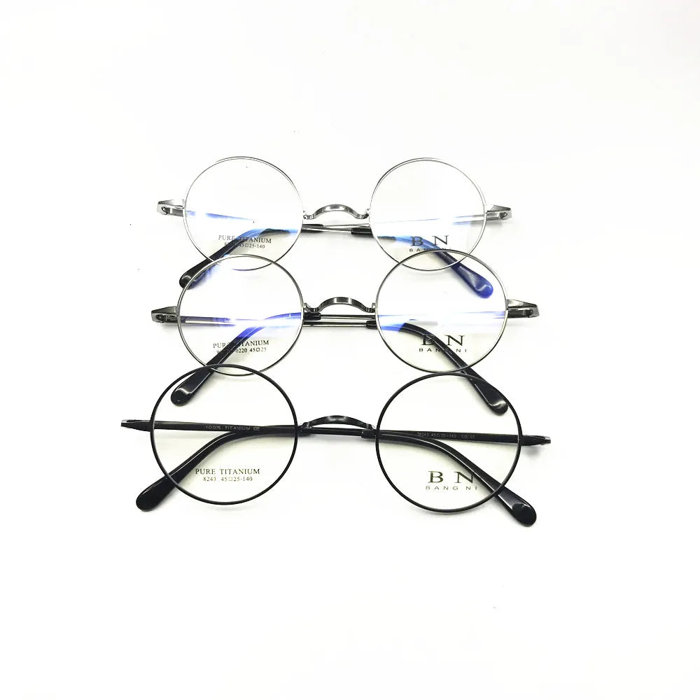 Pure Titanium Vintage 45mm Small Round Eyeglass Frames Full Rim Rx able Glasses