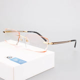 New Trimming Myopia Spectacle Optical Prescription Rimless Eyewear Frame Male Eyeglasses Pure Titanium Eye Glasses 097