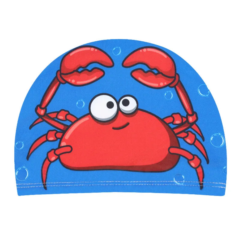 Children Cartoon Swimming Cap Kids Elastic Fabric Swiming Pool Water Sport Protect Ears Hat Swim Bathing Hats Caps Boys Girls