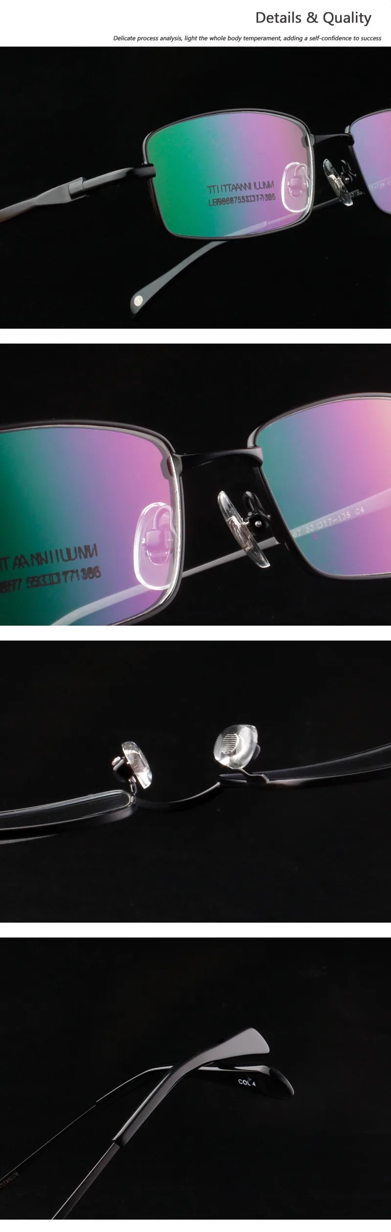 Handoer Men Eyeglasses Frame Pure Titanium Optical Glasses Prescription Spectacles Full Rim Eyewear Metal Frame Glasses Frame