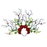 Long Antlers Headband Tree Branches Horns Hairband Gothic Cosplay Party Headdress Roses Leaf Berry Headpiece Lolita Fancy Dress