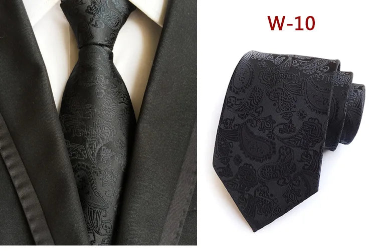 New Striped Silk Tie 8cm Luxury Paisley Necktie Red Bule Purple Polyester Neck Tie For Men Formal Business Wedding Party Ties