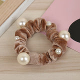 New Women arrival Velvet pearl Elastic Hair Ropes Scrunchies Girls' No Crease Hair Ties Women Hair Accessories