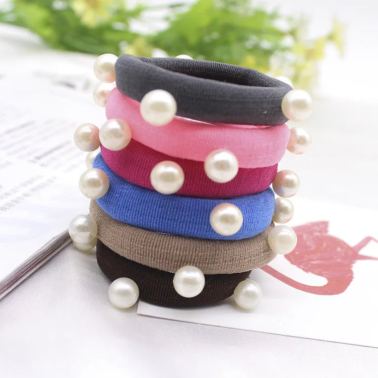 8 Pcs/lot Candy Fluorescence Colored Hair Holders High Quality Pearl Rubber Bands Hair Elastics Accessories Girl Women Tie Gum