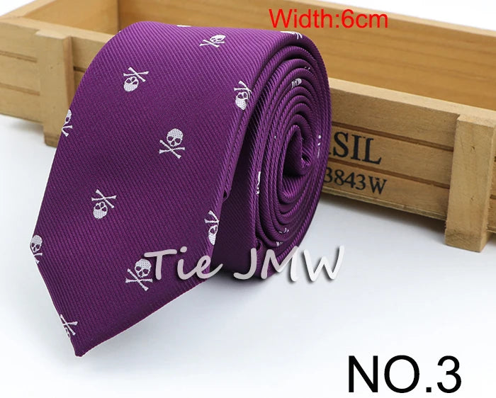 Skull Ties For Men New Casual Slim Classic Polyester Neckties Fashion Man Tie for Wedding Halloween Party Male tie Neckwear