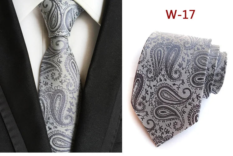 New Striped Silk Tie 8cm Luxury Paisley Necktie Red Bule Purple Polyester Neck Tie For Men Formal Business Wedding Party Ties