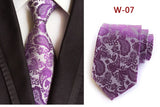 New Striped Silk Tie 8cm Luxury Paisley Necktie Red Bule Purple Polyester Neck Tie For Men Formal Business Wedding Party Ties