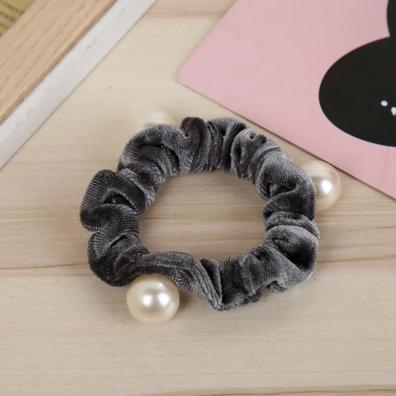 New Women arrival Velvet pearl Elastic Hair Ropes Scrunchies Girls' No Crease Hair Ties Women Hair Accessories
