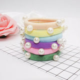 8 Pcs/lot Candy Fluorescence Colored Hair Holders High Quality Pearl Rubber Bands Hair Elastics Accessories Girl Women Tie Gum