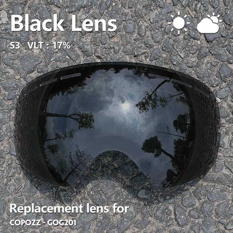 Sunny Cloudy Lens for ski goggles GOG-201 anti-fog UV400 large spherical ski glasses snow goggles eyewear lenses(Only Lens)
