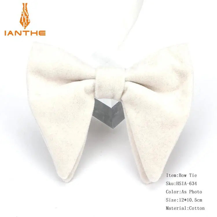 Men's Big Bow Ties For Women Men Micro Suede Bowtie Candy Solid Corduroy Butterfly Soft Lithe Gravata Wedding Party Tie Bowknot