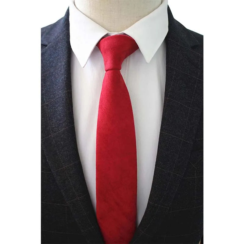 JEMYGINS Original High Quality Cotton 2.4'' Skinny Plaid Solid Cashmere Tie Wool Men Neck Tie For Youth Working Meeting