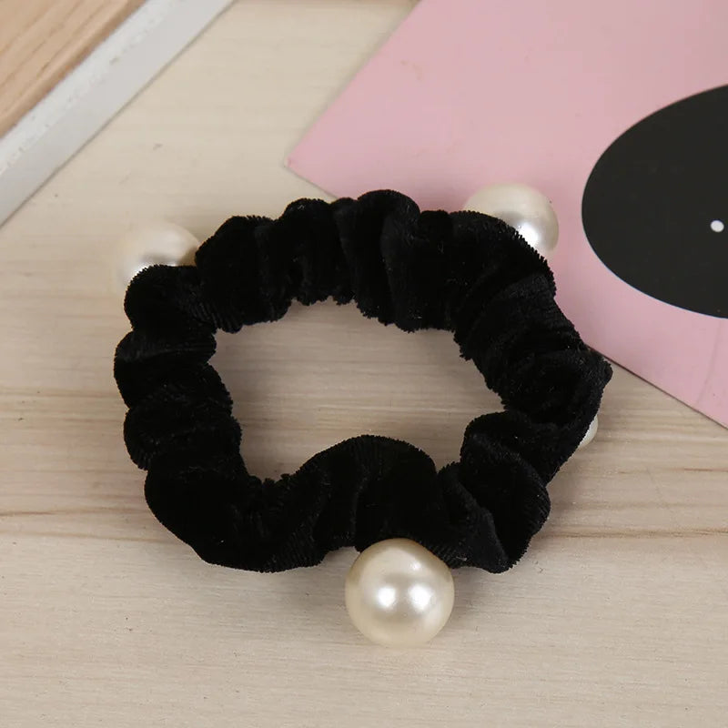 New Women arrival Velvet pearl Elastic Hair Ropes Scrunchies Girls' No Crease Hair Ties Women Hair Accessories