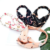 Fresh Fashion Turban Headbands Women Spring Summer Chiffon Headband Head Wrap Wide Flamingo Hair Accessories Cotton Headband
