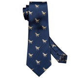 New Arrival Men's Ties Set Dinosaur Pattern Navy Gold Mens Wedding Necktie 8.5cm Necktie Business Silk Ties For Men Gift FA-5191