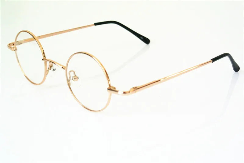 60s Vintage 38mm small Round Eyeglass Frames Spring Hinges myopia Rx able Glasses Spectacles come with Customed clear lenses