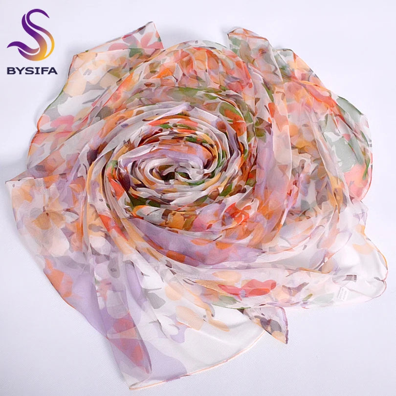 Pink Orange Silk Scarf 2016 New Design Long Female Scarves Printed 170*105cm Spring Autumn Fashion Accessories Women Silk Scarf