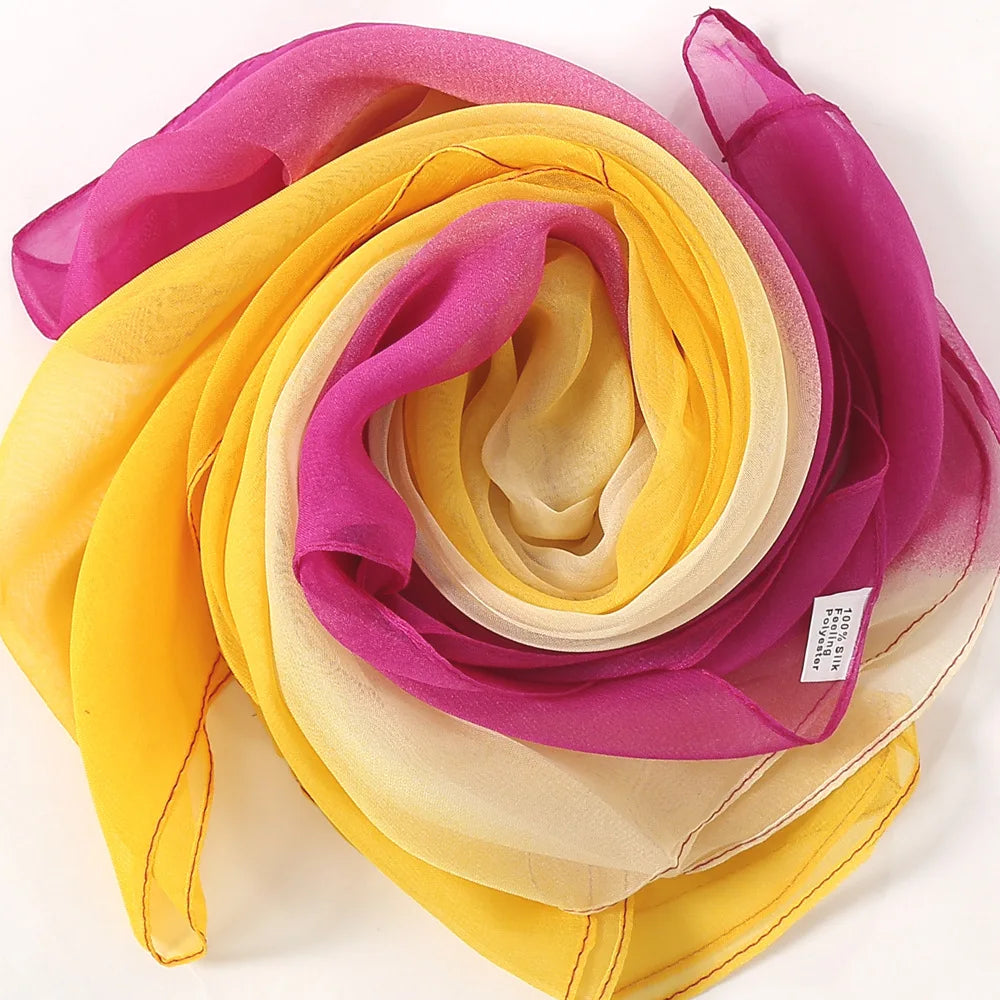 Hot Fashion Gradient Color Solid Scarf Women Foulard Chiffon Georgette Long Shawl Summer Bandana Elegant Hijab 50*160cm M292