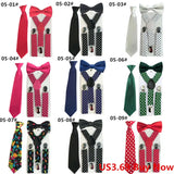 Fashion 3PCS School Boys girls Children Kids brace elastic Suspenders for shirt suspensorio Tie Bowties butterfly  Set TR0001