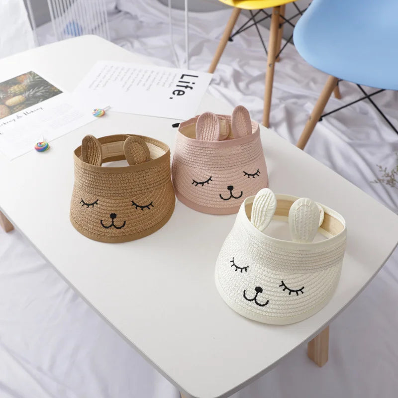 Cartoon Floppy Sun Hat for Kids Summer Beach Cap Sunshade Visor Top Unisex Baby Girl Boy Children's Sun Protection Accessory