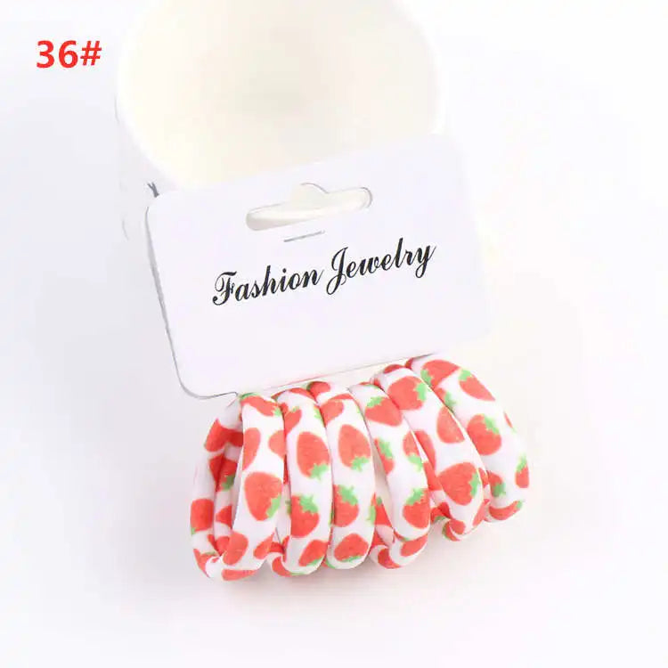 6PCS/Sett Cute Girls Elastic Hair Bands Scrunchies Ponytail Holder Rubber Bands Hair Ties Sweet Kids Hair Rope Hair Accessories