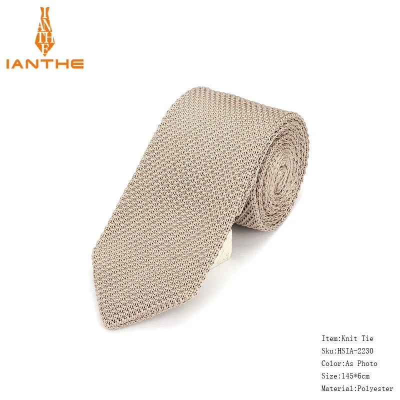 Fashion Slim Neck Tie Wedding Knitt Necktie for Men Skinny Knit Ties Man Gravata Candy Color Navy Narrow Knitted Slim Neckties