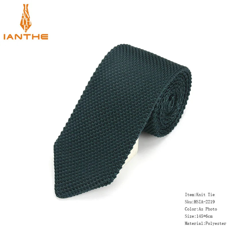 Fashion Slim Neck Tie Wedding Knitt Necktie for Men Skinny Knit Ties Man Gravata Candy Color Navy Narrow Knitted Slim Neckties