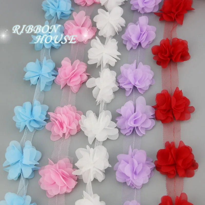 (60pieces/lot) 50mm petal Chiffon lace fabric Webbing Decoration Love gift ribbons crafts