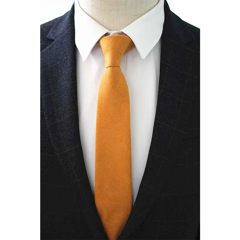 JEMYGINS Original High Quality Cotton 2.4'' Skinny Plaid Solid Cashmere Tie Wool Men Neck Tie For Youth Working Meeting