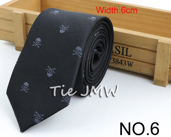 Skull Ties For Men New Casual Slim Classic Polyester Neckties Fashion Man Tie for Wedding Halloween Party Male tie Neckwear