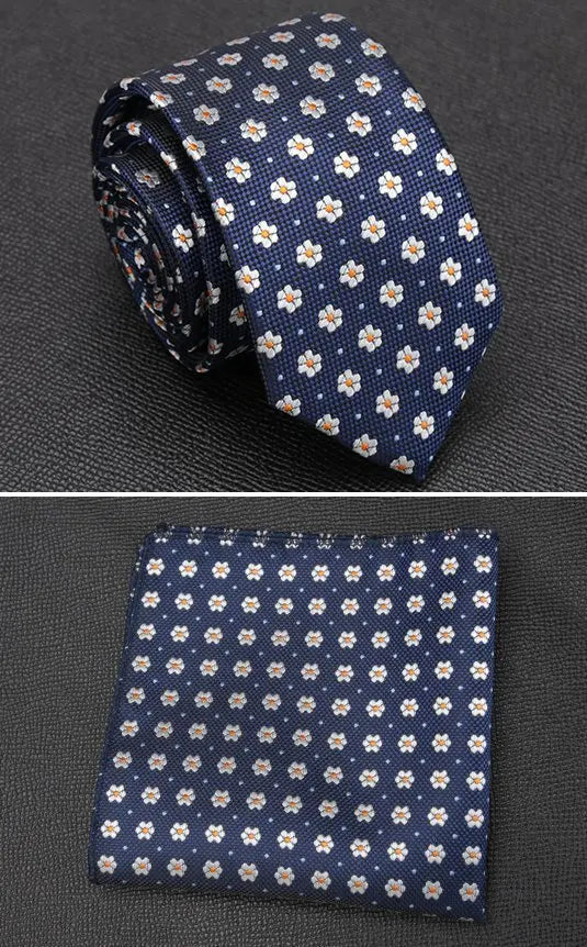 XGVOKH Men Tie Cravat Set Fashion Wedding Ties for Men Hanky Necktie Dot Striped Gravata Jacquard Tie Social Party Accessories